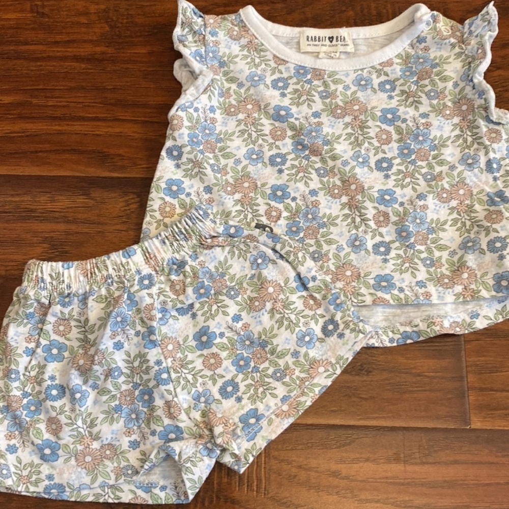 Rabbit & Bear Floral Baby Set